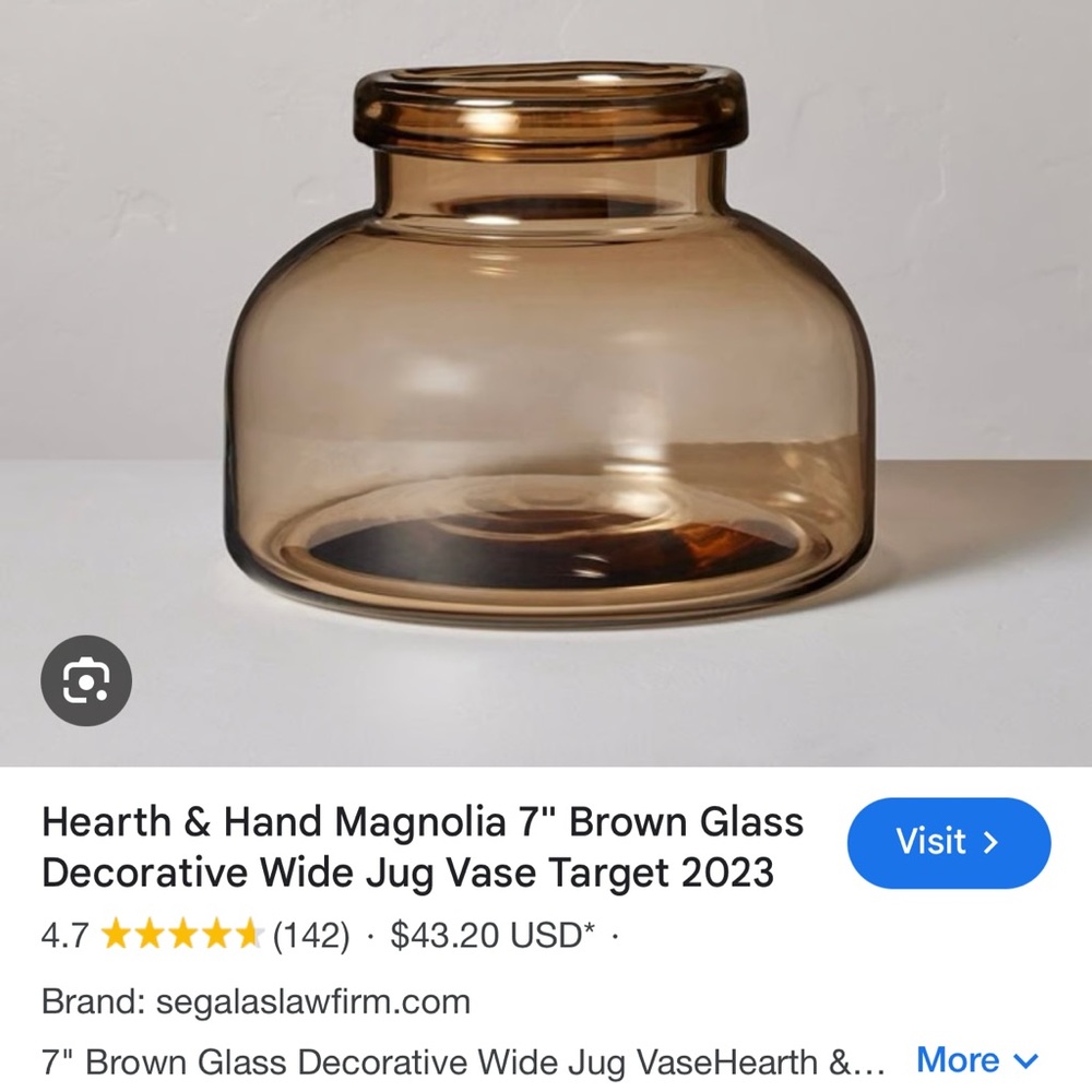 Hearth & Hand Amber Glass Vase 7”